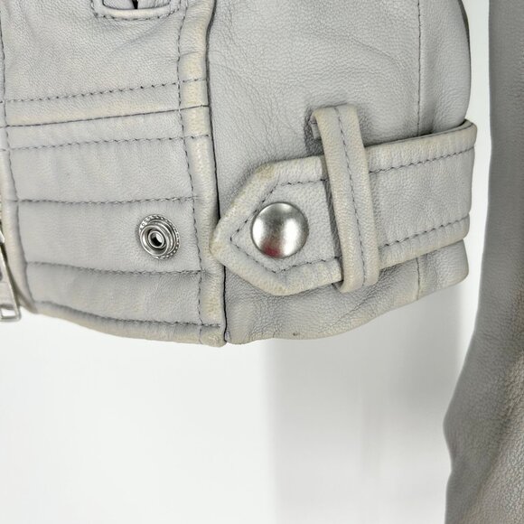 Iro Luiga Gray Leather Moto Biker Jacket - Picture 7 of 14